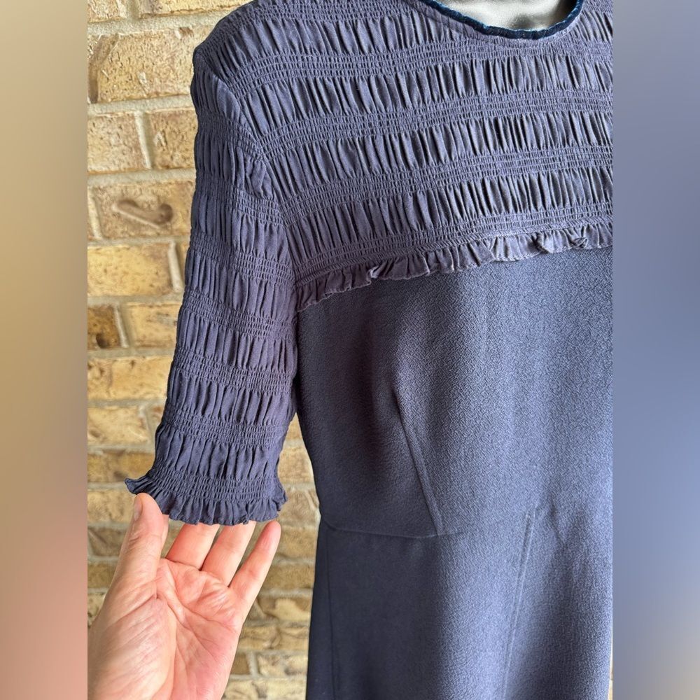 Sandro Fit and Flare Crepe Navy Dress Size 2 - Picture 5 of 15